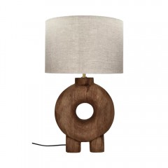 TABLE LAMP EDUSA COIN MANGO WOOD BROWN     - TABLE LAMPS